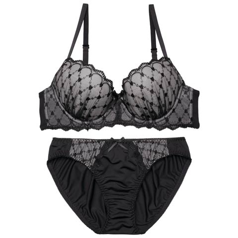 1/16新作!スウィートハートチャーミーブラジャー＆フルバックショーツ［激売れ］(ブラック-B65/ショーツM)