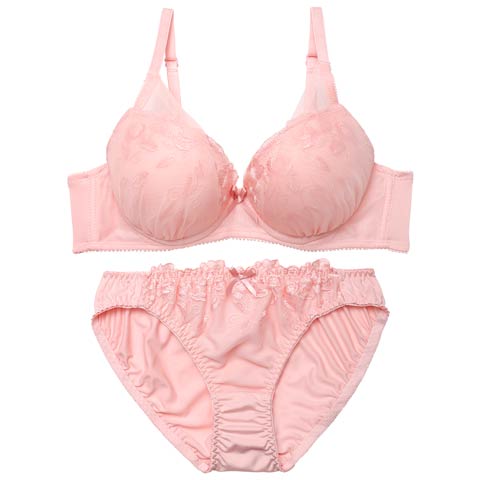 4/6新作!シアーチュールブーケブラジャー&フルバックショーツ［激売れ］(ピンク-B65/ショーツM)