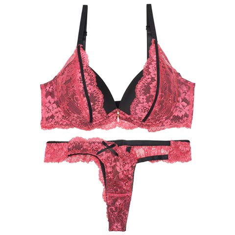 【12月頃再入荷決定★只今リクエスト募集中】【EFサイズ】ディープグラマラスレーシィ育乳脇高ブラジャー&バック透けTバックショーツ［大人気］(ピンク-E65/ショーツM)