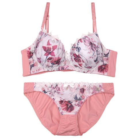 ヘブンリーフルール育乳脇高ブラジャー&フルバックショーツ［激売れ］［12H限定2］(ピンク-A65/ショーツM)