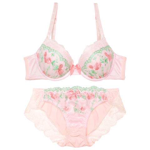 プリマヴェーラローズ育乳脇高ブラジャー&フルバックショーツ［激売れ］［週替］[スーパーセール](ピンク-A65/ショーツM)