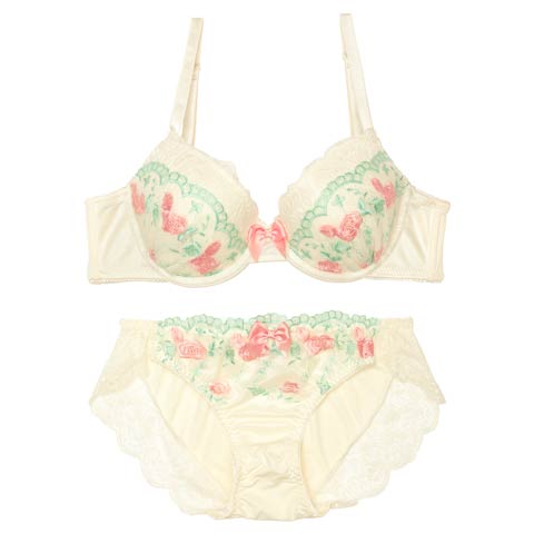 プリマヴェーラローズ育乳脇高ブラジャー&フルバックショーツ［激売れ］［週替］[スーパーセール](アイボリー-A65/ショーツM)