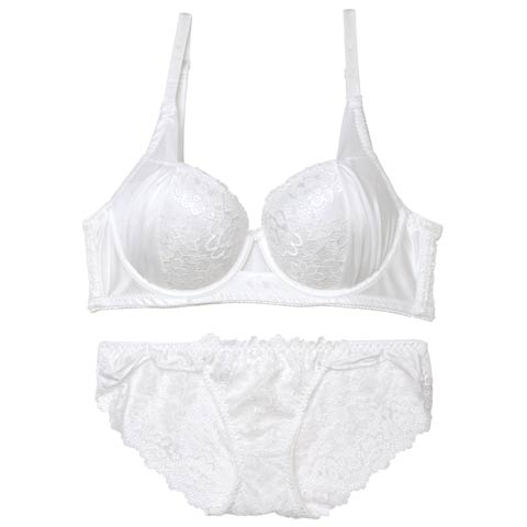 【三上悠亜着用】ノーブルレーシィホール育乳脇高ブラジャー&バック透けフルバックショーツ［激売れ］［週替］[スーパーセール](ホワイト-A65/ショーツM)