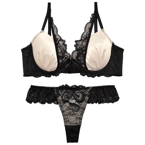 11/15再販!【三上悠亜着用】ロイヤルサテンレース育乳脇高ブラジャー&バック透けTバックショーツ［激売れ］(ホワイト-A65/ショーツM)