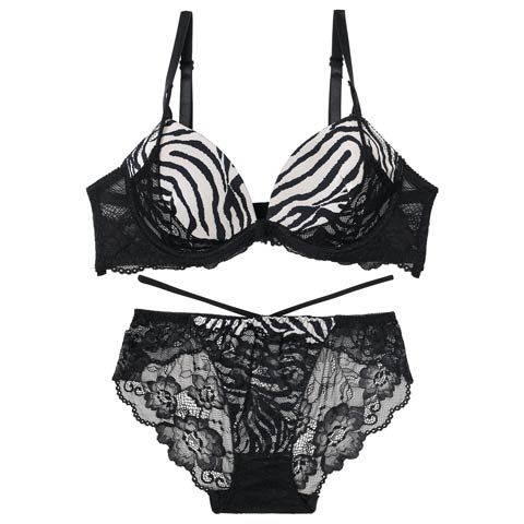 12/5再販!ビターアニマルレーシィブラジャー&バック透けフルバックショーツ［激売れ］(ゼブラ-A65/ショーツM)