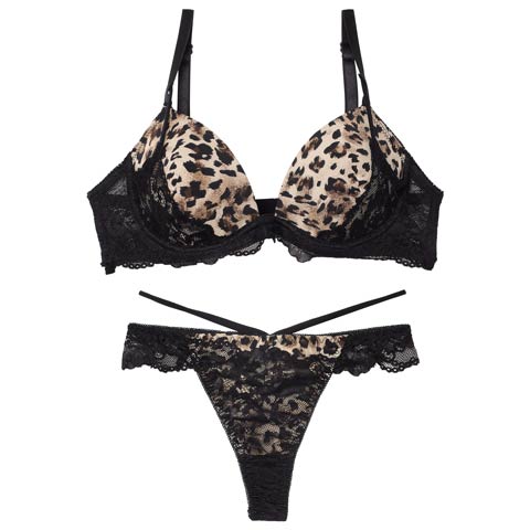 12/5再販!ビターアニマルレーシィブラジャー&バック透けTバックショーツ［激売れ］(レオパード-A65/ショーツM)