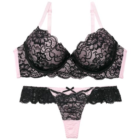 10/16再販!【EFサイズ】ロマンスレーシィコードブラジャー&Tバックショーツ［大人気］(ピンク-E65/ショーツM)