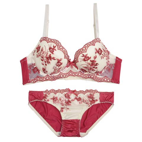 11/8再販!【ノンワイヤー】ノスタルジアブルーム育乳脇高ブラジャー&フルバックショーツ［激売れ］(ピンク-A65/ショーツM)