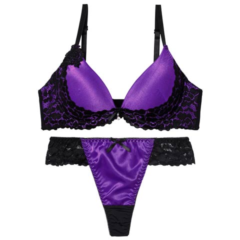 10/13新作!ナイトメアレースブラジャー&Tバックショーツ［激売れ］(パープル-A65/ショーツM)