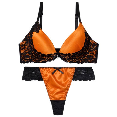 10/13新作!ナイトメアレースブラジャー&Tバックショーツ［激売れ］(オレンジ-A65/ショーツM)