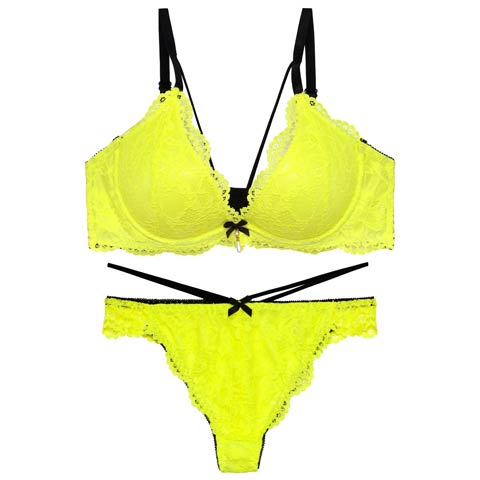 2/11新作!ネオンカラーレースコードブラジャー&バック透けTバックショーツ［激売れ］(グリーン-A65/ショーツM)