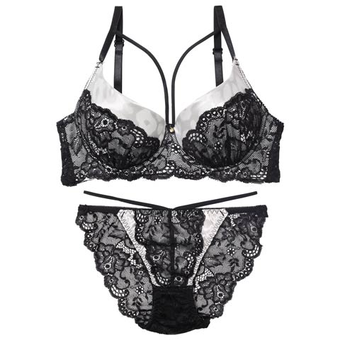 12/22新作!sexyサテンレオパードブラジャー＆バック透けフルバックショーツ［激売れ］(ホワイト-A65/ショーツM)