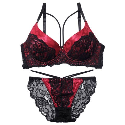 12/22新作!sexyサテンレオパードブラジャー＆バック透けフルバックショーツ［激売れ］(ワインレッド-A65/ショーツM)