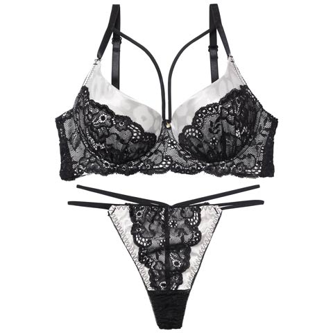 12/22新作!sexyサテンレオパードブラジャー＆バック透けTバックショーツ［激売れ］(ホワイト-A65/ショーツM)