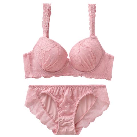 4/29新作!スウィートハートレーシィ育乳脇高ブラジャー&フルバックショーツ［激売れ］(ピンク-A65/ショーツM)