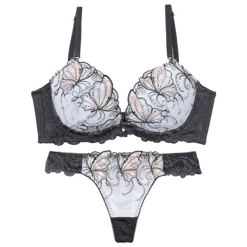 10/6新作!ミスティックバタフライ育乳脇高ブラジャー&Tバックショーツ［激売れ］(ブルー-A70/ショーツM)