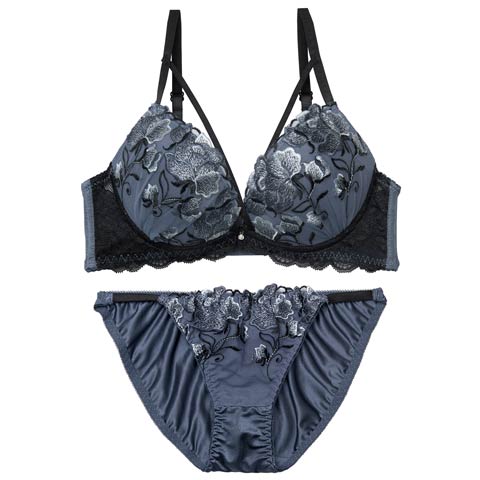 3/11新作!【三上悠亜着用】グロリアスコードフラワーブラジャー&フルバックショーツ［激売れ］(ブルー-B65/ショーツM)