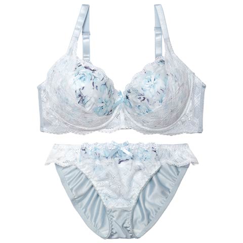 2/18新作!【EFサイズ】ピュアローズヴェールブラジャー&フルバックショーツ［大人気］(ホワイト-E70/ショーツM)