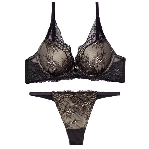 3/20新作!ミステリアスノワールレーシィブラジャー&Tバックショーツ［激売れ］(アイボリー-B65/ショーツM)