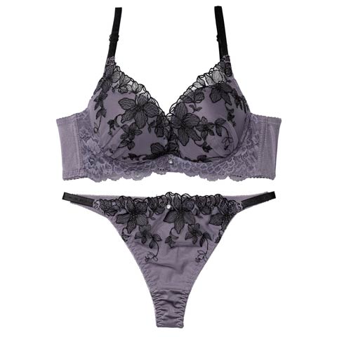 12/8新作!ミステリアスシアーブルーム育乳脇高ブラジャー&Tバックショーツ［激売れ］(ダークグレー-B65/ショーツM)