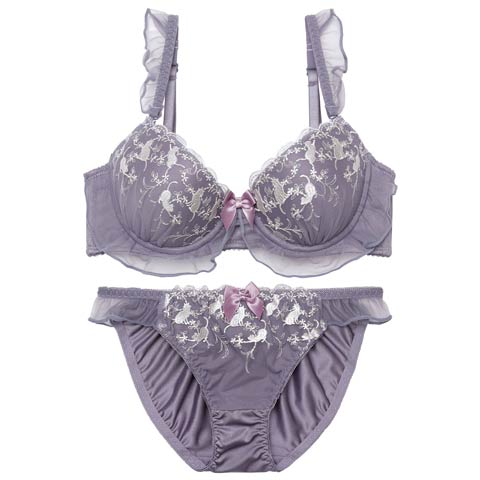 10/6新作!スウィートキャットフリルブラジャー&フルバックショーツ［激売れ］(ディープパープル-A70/ショーツM)