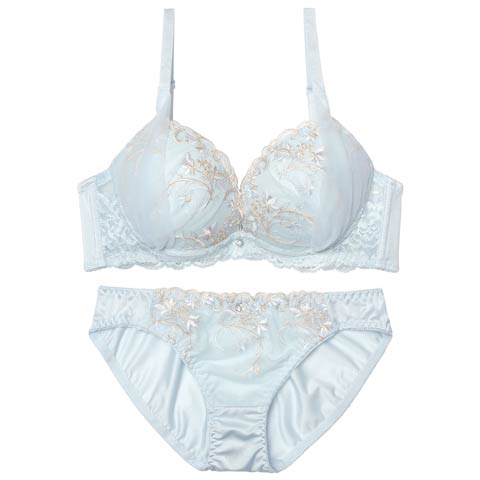 10/31新作!ルミエールフローラブラジャー&フルバックショーツ［激売れ］(サックス-A70/ショーツM)