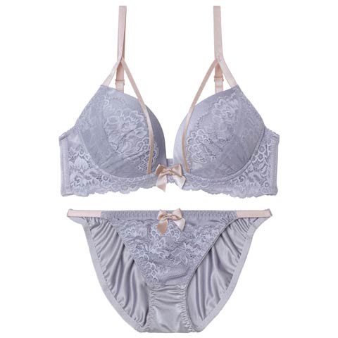 4/17新作!ダスティコードレースブラジャー&フルバックショーツ［激売れ］(ブルーグレー-A70/ショーツM)