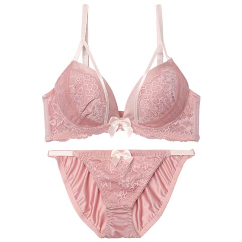4/17新作!ダスティコードレースブラジャー&フルバックショーツ［激売れ］(ピンク-A70/ショーツM)