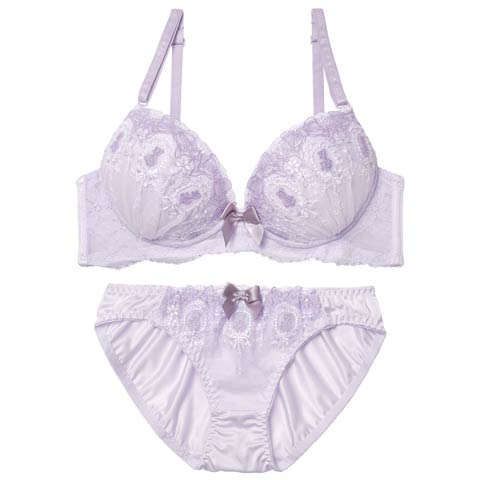 2/20新作!トゥインクルリボンベアブラジャー&フルバックショーツ［激売れ］(ラベンダー-A70/ショーツM)