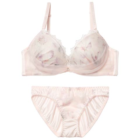 2/18新作!ミスティフローラルチュールブラジャー&フルバックショーツ［激売れ］(ピンク-A70/ショーツM)