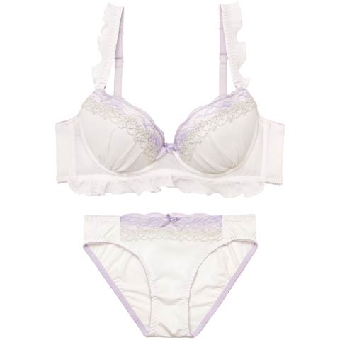 2/4新作!ピュアフリルレースブラジャー&フルバックショーツ［激売れ］(ホワイト-A70/ショーツM)