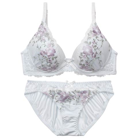 2/16新作!スウィートシアーフルールブラジャー&フルバックショーツ［激売れ］(サックス-A70/ショーツM)