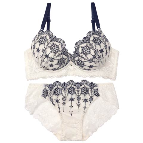 4/6新作!シャイニークリスタル育乳脇高ブラジャー&バック透けフルバックショーツ［激売れ］(ホワイト-A70/ショーツM)