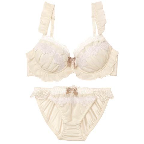 3/11新作!スウィートシフォンホイップブラジャー＆フルバックショーツ［激売れ］(アイボリー-A70/ショーツM)