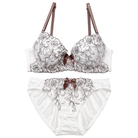 4/15新作!シャイニーリボンブルームブラジャー&フルバックショーツ［激売れ］(ホワイト-A70/ショーツM)