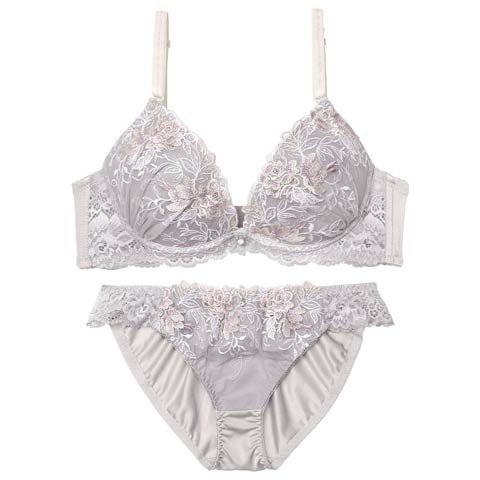 3/25新作!ルミエールフルールレーシィブラジャー&フルバックショーツ［激売れ］(ライトグレー-A70/ショーツM)