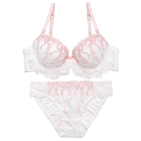 4/27新作!フェアリーリボンフリルブラジャー&フルバックショーツ［激売れ］(ホワイト-A70/ショーツM)