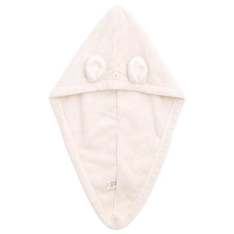 9/18再販!くま耳付きヘアドライキャップ(アイボリー-ｻｲｽﾞ無)