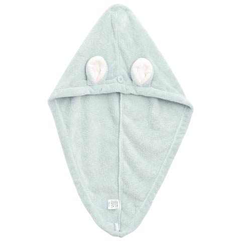 9/18再販!くま耳付きヘアドライキャップ(ブルー-ｻｲｽﾞ無)