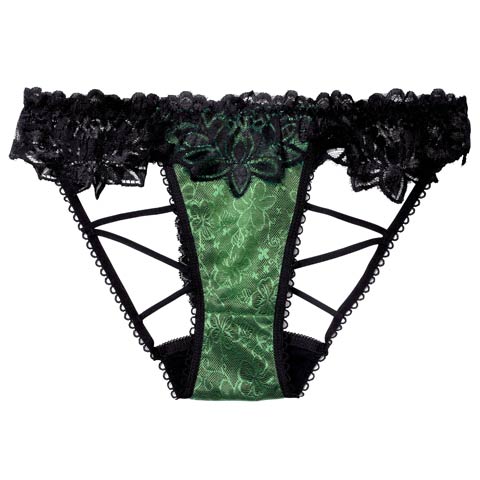 11/24新作!バックストリングレーシィフラワーフルバックショーツ単品(グリーン-フリー)