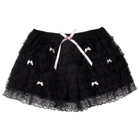キュートリボンティアードフリルペチパンツ［バレンタイン限定］(ブラック-フリー)