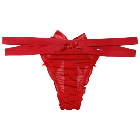 11/24新作!ダブルラインリボンTバックショーツ単品(レッド-フリー)