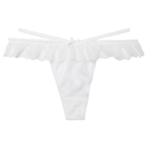 11/26新作!シアーフリルレースコードTバックショーツ単品(ホワイト-フリー)