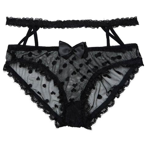 12/8新作!ドットリボンガーターポイントフルバックショーツ単品(ブラック-フリー)