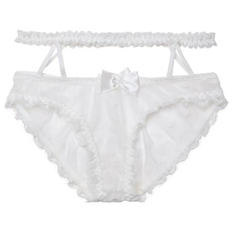 12/8新作!ドットリボンガーターポイントフルバックショーツ単品(ホワイト-フリー)