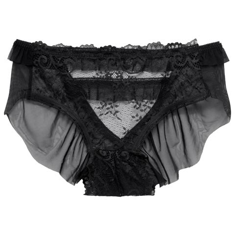 12/22新作!シアーフリルカットアウトフルバックショーツ単品(ブラック-フリー)