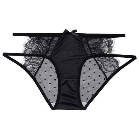 1/19新作!ドットレースカットアウトフルバックショーツ単品(ブラック-M)