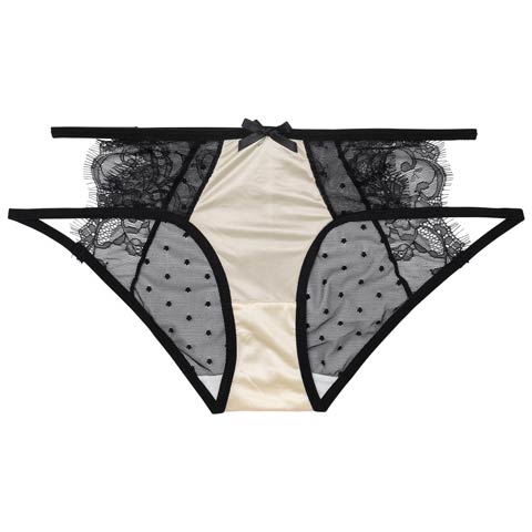 1/19新作!ドットレースカットアウトフルバックショーツ単品(アイボリー-M)