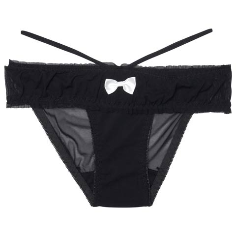 1/21新作!スウィーティリボンコードバック透けフルバックショーツ単品(ブラック-フリー)