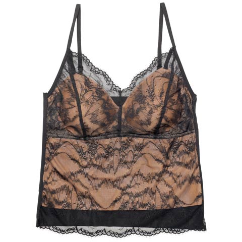 3/13新作!シアーヌーディレースカップ付きキャミソール［春セール］(ブラック-フリー)